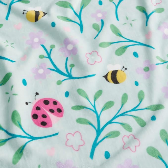 Oversized Plush Throw Blanket 60" x 70", Bees and Lady Bugs