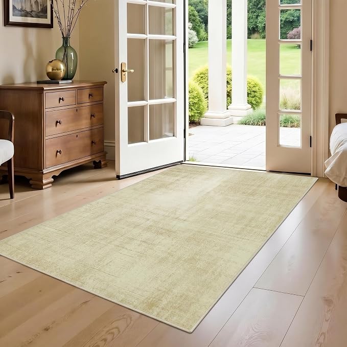 Joydeco 3x5 Area Rugs for Living Room Classic, Beige | Non Slip Machine Washable Neutral Low Pile for Bedroom Dining Room Home Office Pet & Child Friendly