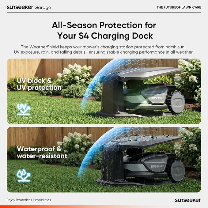 Sunseeker Garage for S4 Robot Lawn Mower – UV-Proof, All-Season Protection, PP + PA6+GF30 Durable Build