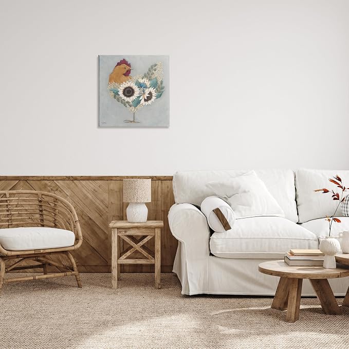 Stupell Industries Rooster Floral Blossom, 24 x 24 Inch Canvas Wall Art | Stupell Industries · By Michele Norman · Ready to hang · Farmhouse country charm for any room · Made in USA