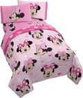 Jay Franco Disney Minnie Mouse 5 Piece Full Comforter Set for Kids | Bed in a Bag, Reversible, Super Soft Microfiber, Machine Washable, All Season Kids Bedding, Pink (Official Disney Product)