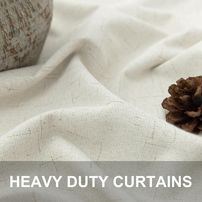 Pitalk Cream Blackout Curtains and Drapes 48 Inch Long Faux Linen Privacy RV Draperies for Small Windows Thermal Insulated Light Blocking Curtain for Kitchen Cafe Basement 52x48 Length Back Tab Pocket