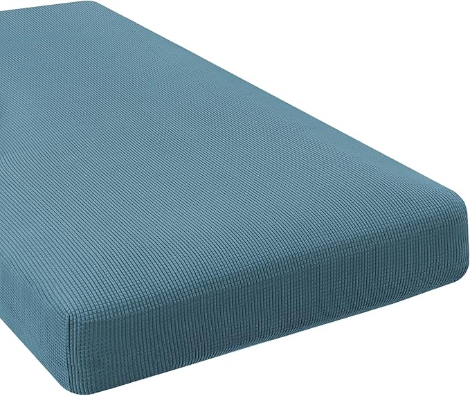 H.VERSAILTEX Super Stretch Individual Chaise Cover Sectional Couch Covers for L Shaped Sofa Both Left/Right Featuring Thick Jacquard Textured Twill Fabric (1 Piece Chaise Cover, Storm Blue)