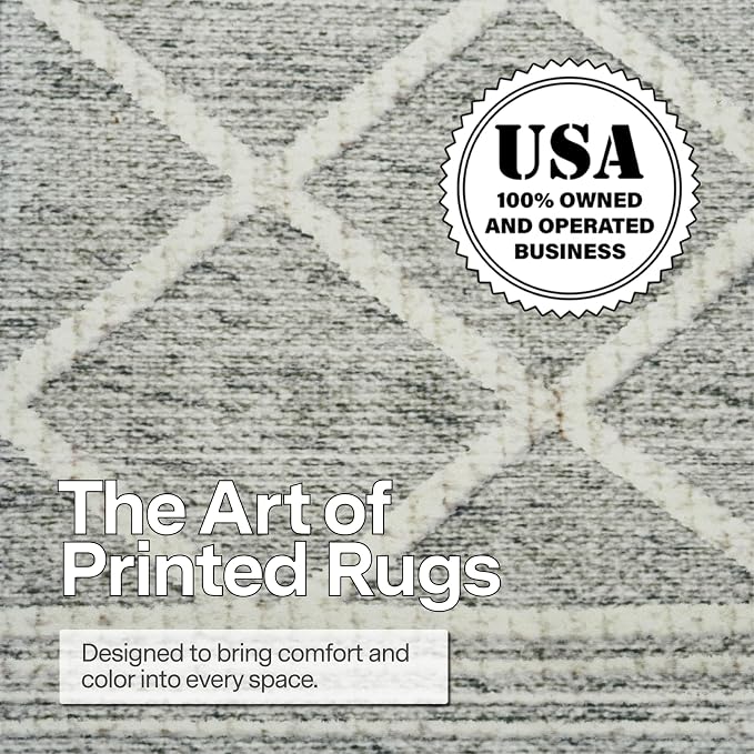 ReaLife Rugs Machine Washable Area Rug - Living Room Bedroom Bathroom Kitchen Entryway Office - Padded Low Pile Stain Resistant Premium - Boho Modern Farmhouse - Tessa - Gray Ivory 5' x 7'