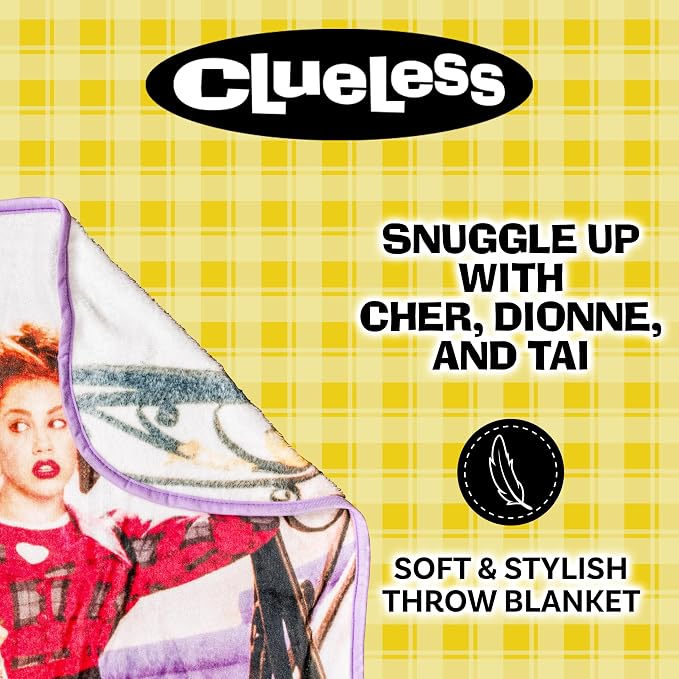 Silver Buffalo Clueless Movie Poster Cher, Fleece Throw Blanket, 45x60in | Alicia Silverstone Features, Dionne and Tai, Soft and Cozy, 180 GSM