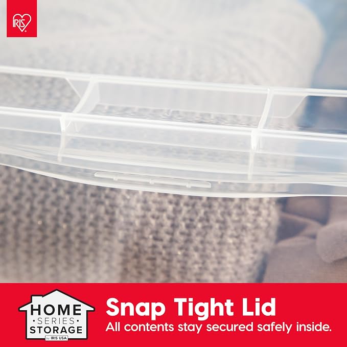 IRIS USA 12-Pack 7 Qt Storage Bins with Lids, Clear, Stackable | Ideal for shoes, crafts, office supplies and pantry items, nestable design, transparent design makes contents easy to find