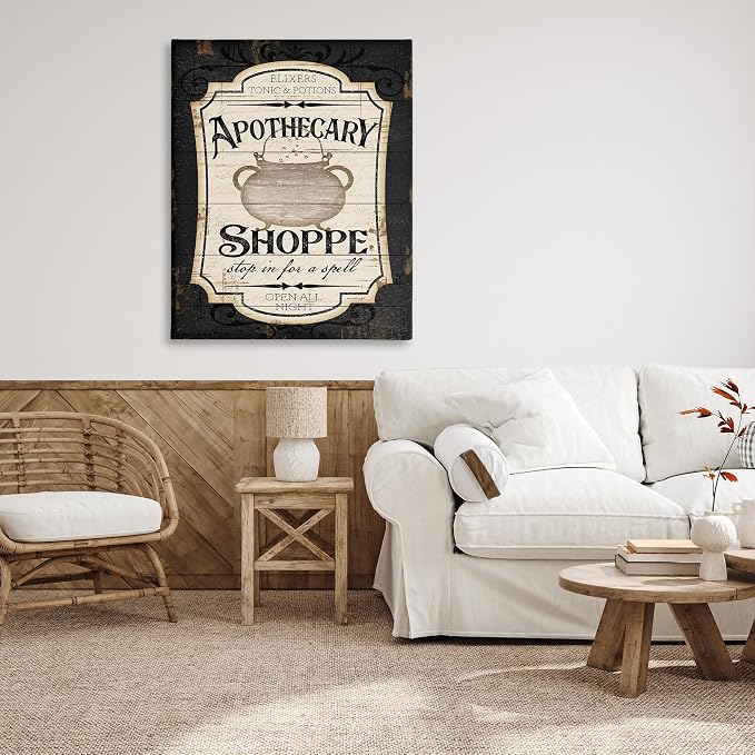 Stupell Industries 'Apothecary Shoppe Spooky Sign', Canvas Art, 36 x 48 Inches, Easy to Hang and Sturdy, Made in USA, by Jennifer Pugh