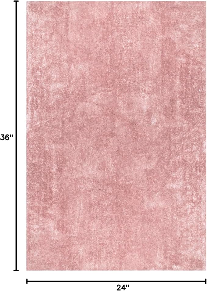 nuLOOM Loni Pink Solid Washable Area Rug, 2' x 3'