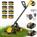 14-Inch Cordless String Trimmer with Wheels, 2x3.0Ah 21V Battery Powered Weed Eater, Electric Lawn Mower Weed Wacker, Brush Cutter Grass Trimmer for Garden Yard