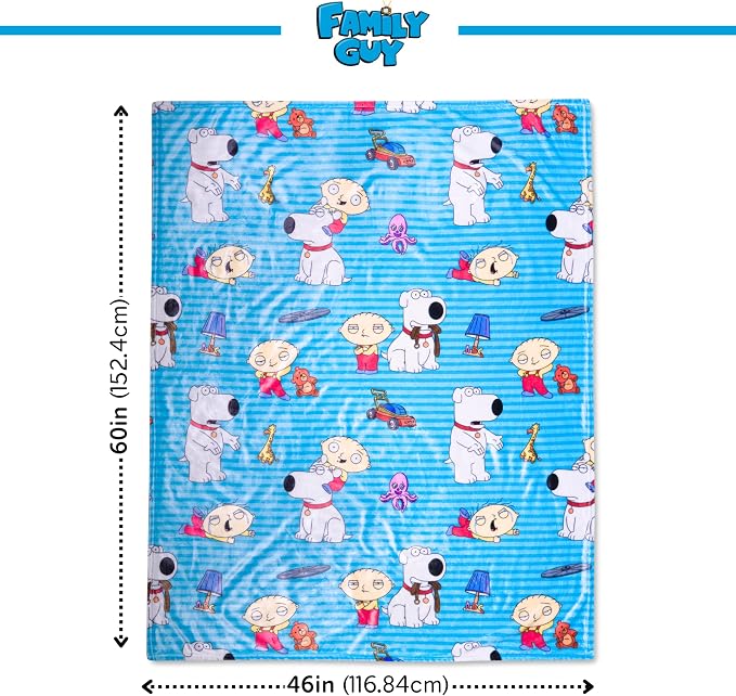 Family Guy Stewie Brian Fluffy Throw 46 in x 60 in, Soft Cozy Decorative Blanket for Couch or Bed (100% Officially Licensed Product) By Franco Collectibles