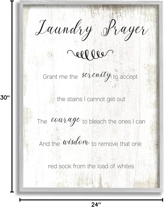 Stupell Industries 'Laundry Prayer for Serenity', Framed Giclee Art, Gray, 24 x 30 Inches, Easy to Hang and Sturdy, Made in USA, by Lil' Rue