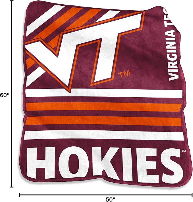 Logo Brands NCAA Raschel Throw Blanket – 50 x 60 Soft Fleece Blanket, Officially Licensed Collegiate Design, Cozy Throw for Tailgating, Game Day, & Home Décor