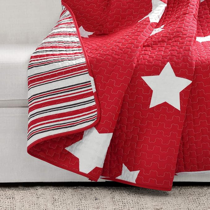 Lush Decor, Red Star Throw Blanket, 50" x 60" (Pack of 3)