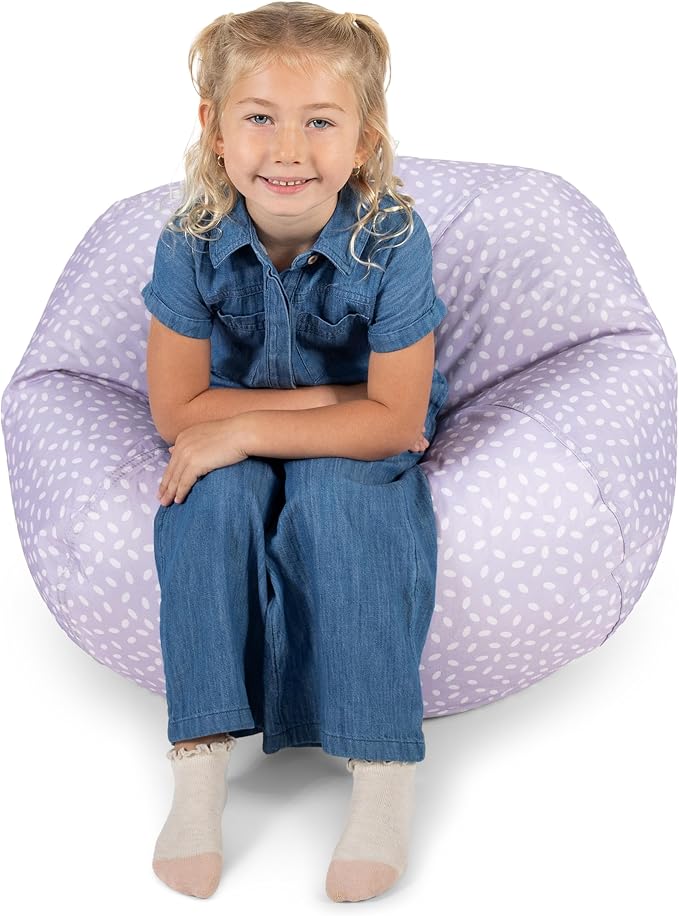 Big Joe Classic Bean Bag Chair for Kids Bedroom and Reading Nook, Easy-Clean Petal Pip Lilac, Durable Nylon Polyester Blend, 2 feet Refillable | 2 feet, Smartmax Fabric, Polystyrene Bean Filled, Refillable, Nylon Polyester, Safe for Kids Ages 3+, Suppo...