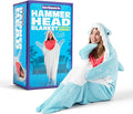 Cozy Concepts Co. Hammerhead Shark Blanket by Relatable, Wearable Blanket with Sleeves for Hands Free Convenience, Fun and Unique Idea for Room Decor or Gifts, Comfortable Oversized 65" Throw Blanket