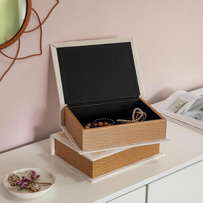 Decorative Vintage Book Shaped Trinket Storage Box - Paper White