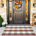 OLANLY Buffalo Plaid Rug 3' x 5' | Coffee and White Cotton Checkered Doormat, Washable Indoor Outdoor Rug for Layered Front Porch, Kitchen, Entryway Decor