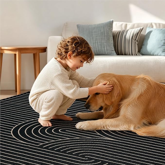 EDIMENS 3x5 Outdoor Rugs Easy Jute Porch Patio Rug Front Door Mat Entryway | Washable Non-Slip Geometric Rugs for Entryway Indoor Outdoor Farmhouse Rug Modern Carpet Area Rug for Living Room Kitchen