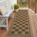 Vasofe 2x6 Jute Checkered Rugs, Outdoor Runner, Runner Rug for Hallway | Washable Patio Porch Balcony Runners Indoor Bedroom Kitchen Laundry Mat, Non Slip Plaid Farmhouse Carpet, Nature and Brown