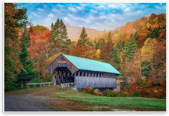 Stupell Industries Woodland Covered Bridge Mountain Foliage Wall Plaque Art, Design by Rick Berk, 19 x 13 | Stupell Industries | 19 x 13 Inches, Easy to Hang and Sturdy, Made in USA, by Rick Berk