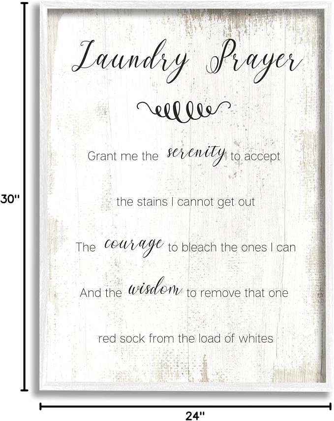 Stupell Industries 'Laundry Prayer for Serenity', Framed Giclee Art, White, 24 x 30 Inches, Easy to Hang and Sturdy, Made in USA, by Lil' Rue