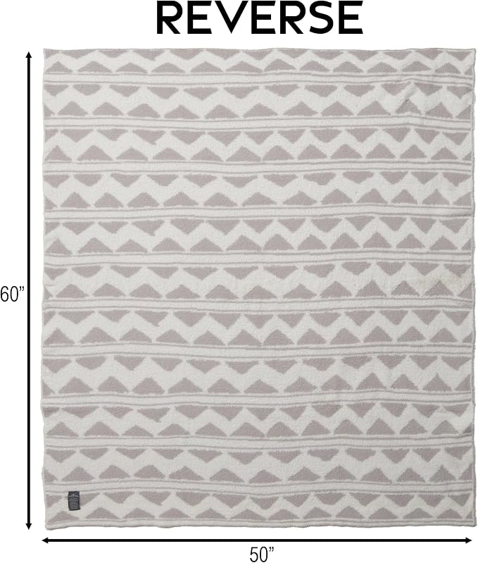 Carstens, Inc. Luxury Soft Stretchy Reversible Plush Throw Blanket, Large 50" x 60", Western Grey Stripe Aztec