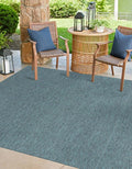 Unique Loom Outdoor Solid Collection Area Rug (6' 1" Square Teal/Navy Blue)