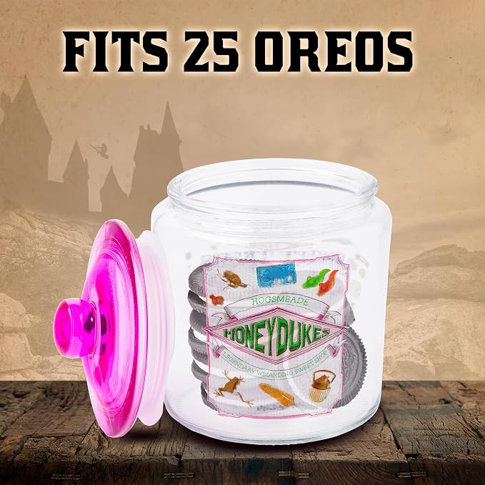 Silver Buffalo Harry Potter Hogsmeade Honeydukes Sweets, Glass Jar with Lid | Wizarding Treats, Cookie Snack Candy, Small Size