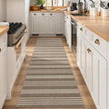 Lahome Striped Easy Jute Kitchen Runner Rug, 2x8 Washable Outdoor Rugs | Non Slip Indoor Entryway Runners, Modern Farmhouse Neutral Non Shedding Carpet for Hallway Porch Foyer Laundry Room, Khaki