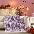Betsey Johnson - Blanket, Buttery-Soft Throw Blanket for Couch or Bed, Boldly Plush & Oversized Bedding (Cracked Checkered Skull Purple, 50" x 70")