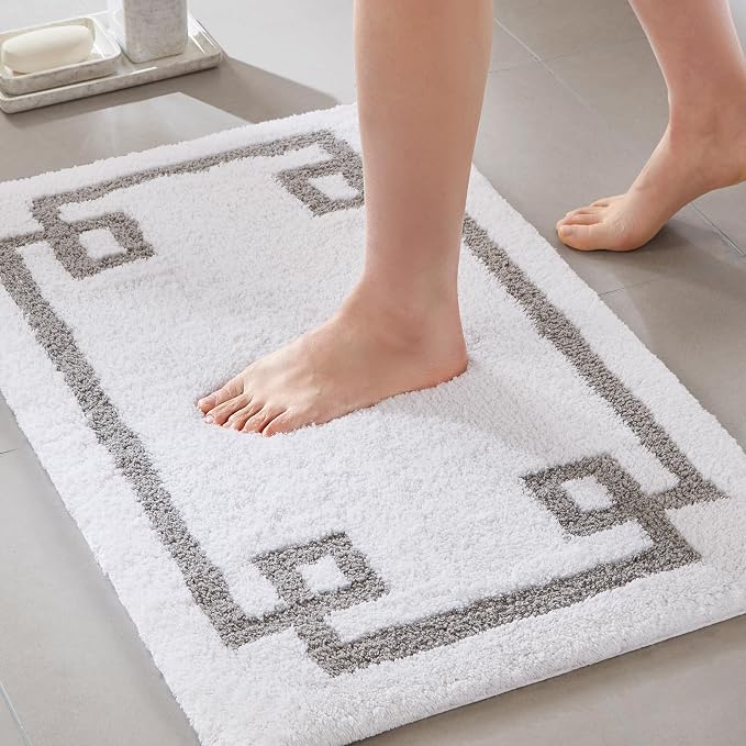 Madison Park Evan 100% Cotton Bath Runner Plush Absorbent, 24" x 72", White | Non-slip Backing, OEKO TEX, Luxurious Tufted Plush Bath Rug for Bathroom, Quick Dry, Spa Design Decorative for Shower Room