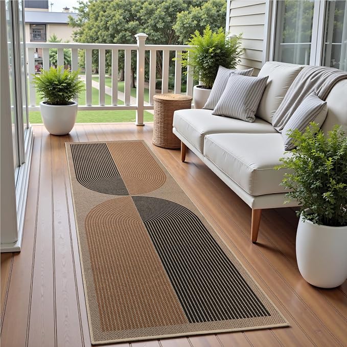 EDIMENS 2x6 Runner Rug Easy Jute Washable Kitchen Indoor Outdoor Non Slip | Rugs for Kitchen Floor Runner Rug for Laundry Balcony Low Pile Rugs Rainbow Carpet for Hallway Runner 6ft Entry