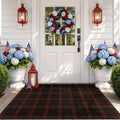 JTJ 3x5 Retro Buffalo Plaid Outdoor Rug - Front Door Mat Indoor Entrance, Non Slip Washable Rug for Kitchen, Living Room and Fireplace,Washable Easy Jute Red and Black Fall & Holiday Decor