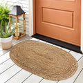 Chardin home Hand Woven Natural Jute Braided Rug -18x30 Inch Oval | Vintage Boho Reversible Doormat for Entryway, Front Door | Farmhouse Natural Fiber Rugs for Bedroom, Kitchen, Living Room