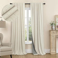 Thick Linen Blackout Curtains 104 Inches Long 2 Panel Set Custom Length Decorative Black Out Heat Draft Blocking Neutral Burlap Large Window Drape for Home Office Living Room Dining Area Bedroom Beige