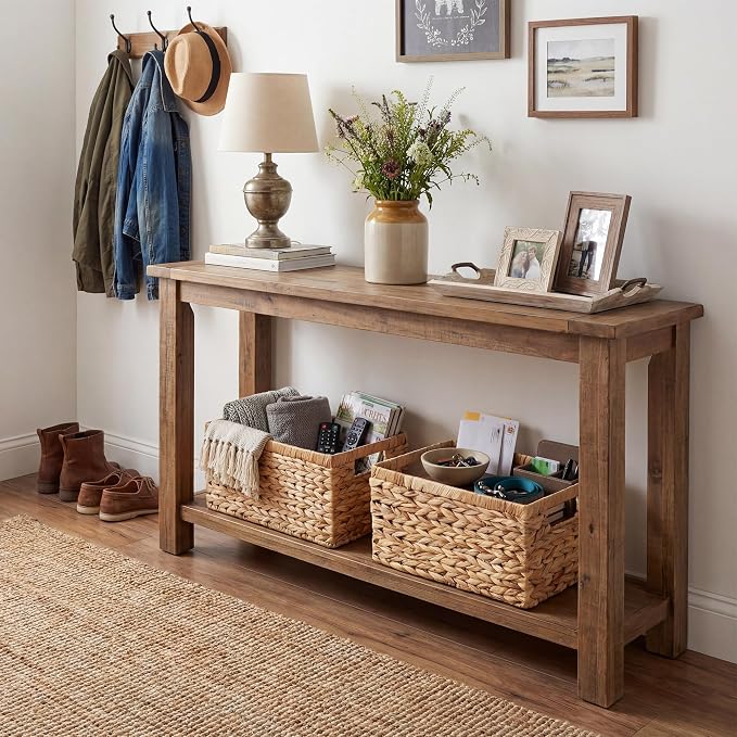 GRANNY SAYS Wicker Storage Baskets for Shelves, Wicker Baskets for Organizing, Water Hyacinth Woven Basket for Storage, Rectangle Basket for Pantry, Laundry, 2-Pack