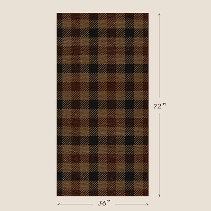 Easy Jute Neutral 3x6 Rugs for Entryway, Buffalo Plaid Outdoor Mat for Front Door, Washable Rugs for Entryway Indoor, Small Living Room, Non Slip Farmhouse Checkered Black and Beige Décor