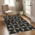 Easy Jute 3x5 Black Semicircle Area Rug,Washable Entryway Rug,Modern Door Carpet,Neutral Non-Slip Outdoor Indoor Farmhouse Rug for Living Room Kitchen Patio Bedroom