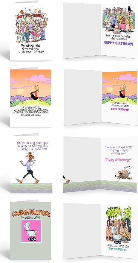 Stonehouse Collection Funny Assorted Birthday Cards & Assorted Notepads - USA Made- 25 Birthday Cards & 8 Notepads