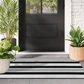 LEEVAN 2'X4.3' Black and White Striped Woven Cotton Reversible Outdoor Rug | Small Machine Washable Front Porch Rug, Entryway Door Mat, Indoor Layering Carpet for Farmhouse Bathroom Laundry