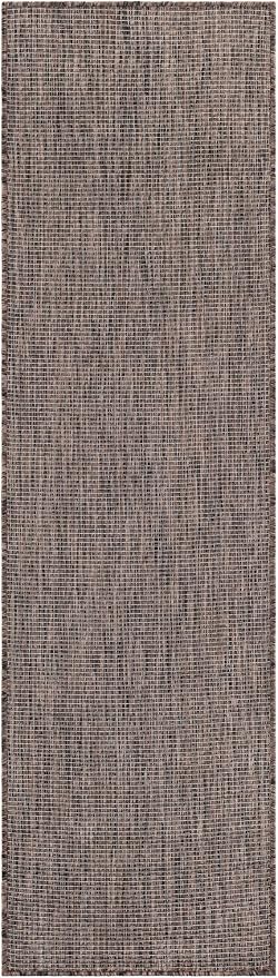 Unique Loom Outdoor Solid Collection Area Rug (2' x 7' 1" Runner Light Brown/Ivory)