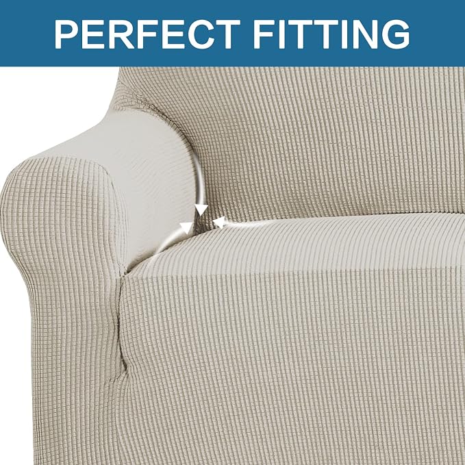 H.VERSAILTEX Armchair Cover High Stretch Sofa Slipcover 1 Piece Couch Covers for Dogs Sofa Durable Spandex Fabric Non Skid Machine Washable(Armchair 31"-40", Island Fossi)