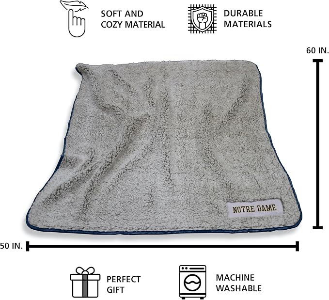 Logo Brands NCAA Frosty Fleece Blanket (50" x 60") – Soft & Warm Sherpa Material with Team Logo, Team Color Trim, Great Gift for Alumni & Students