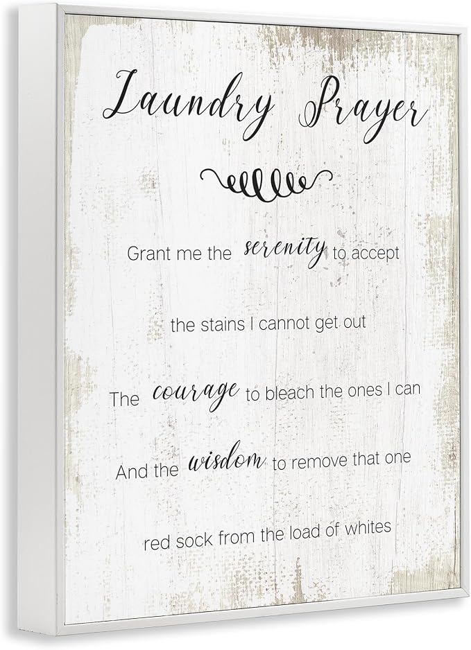 Stupell Industries 'Laundry Prayer for Serenity', Framed Giclee Art, White, 24 x 30 Inches, Easy to Hang and Sturdy, Made in USA, by Lil' Rue