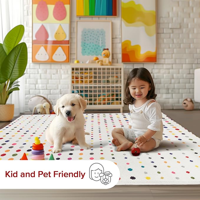 nuLOOM Dorie Multicolor Polka Dot Power Loomed Area Rug, 9' x 12' | Nuloom Dorie Polka Dot 9' x 12' Area Rug for Living Room Bedroom Dining Room, Multicolor