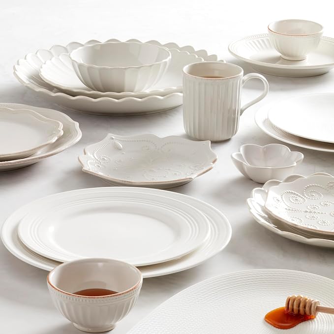 Lenox Wicker Creek 12-Piece Dinnerware Set, 14.29,White