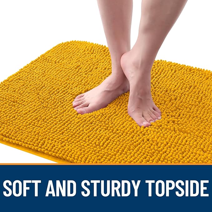 OLANLY Dog Door Mat for Muddy Paws 40x24, Absorbs Moisture and Dirt, Absorbent Non-Slip Washable Doormat, Quick Dry Chenille Mud Mat, Entry Indoor Entryway Carpet for Inside Floor, Golden Yellow