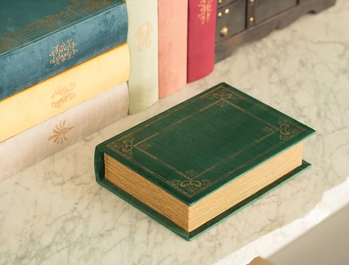 Vintiquewise Decorative Vintage Book Shaped Trinket Storage Box- Green