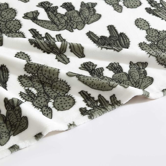 Wrangler - Blanket, Super Soft Plush Bedding, Yellowstone Inspired Throw Blanket for Couch or Bed (Cactus Garden Green, 50' x 70')