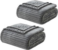 Nestl Grey Throw Blanket for Couch - Cozy Warm Fuzzy Blankets for Women, Set of 2 Small Fleece Throws for Girls - Gray, 50 x 60 Inches